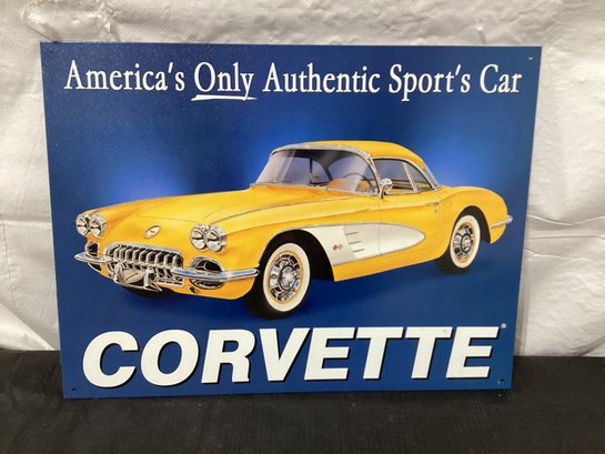 Collectible Tin Sign General Motors Chevy  Corvette America's Only Authentic Sports Car 1