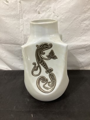 Vergina Porcelain And Silver Vase Made In Greece