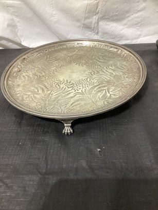 Silver Plated Engraved Footed Drinks Tray
