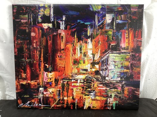 Going Downtown Gicle Print On Canvas By Milen Signed And Numbered On Verso