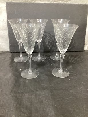 5 Fluted Champagne - Wine Glasses