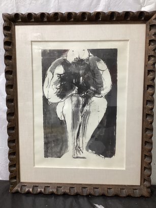 Leonard Baskin Lithograph Of Man Signed In Plate & Dated 1961