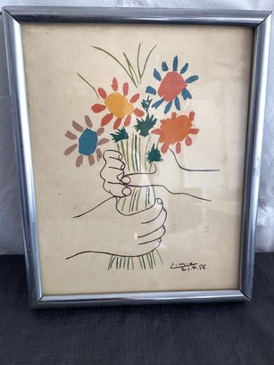Pablo Picasso Lithograph Fleurs En Main -Bouquet Of Peace