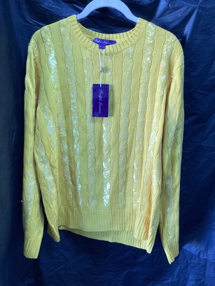 Ralph Lauren Purple Label Yellow Sequined Sweater