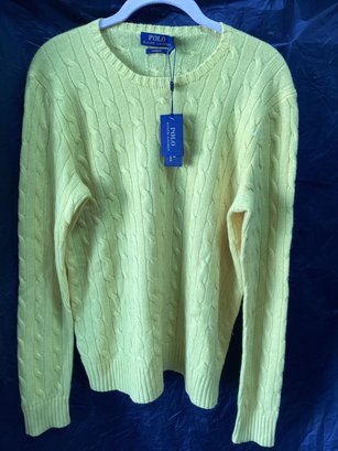 Yellow Cashmere Polo Ralph Lauren Cable Sweater