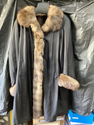 Fur Lined And Trimmed Rain Coat
