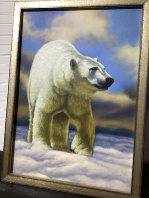 Polar Bear Oil On Canvas Unsigned