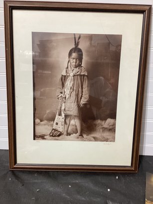 L. A. Huffman Photo Little Cheyenne Boy Bearing Pipe Signed And Numbered