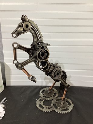 Large Rearing Horse Recycled Metal Sculpture
