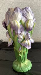 Franklin Mint The Indigo Iris Hand Painted Porcelain Vase