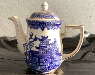 Willow Pattern Tea Pot, Made By Burleigh Ware In Uk