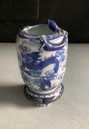 Asian Vessel With Lizard Open Mouth On Rim