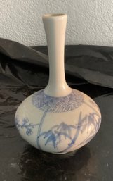 Asian Blue And White Porcelain Vase