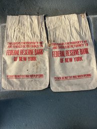 2 Vintage *FEDERAL RESERVE BANK OF NEW YORK MONEY BAGS