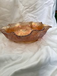 Dugan Marigold Carnival Glass Fruit Bowl Apple And Pear Design