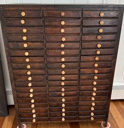 Vintage Wood Jewelers Cabinet  W/ 54 Drawers