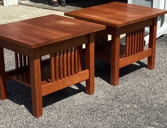 Styled After Stickley Slatted Mission End Tables