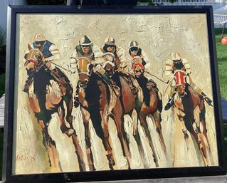 Oil On Canvas Horse Racing Signed Anderson