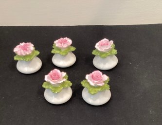 Vintage Ansley Made In England Pink Flower Porcelain Salt & Pepper Shakers