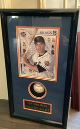 Carlos Beltran And Signed Ball In Shadow Box With COA