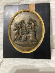 Plaque Of Cherubs Bronze Relief