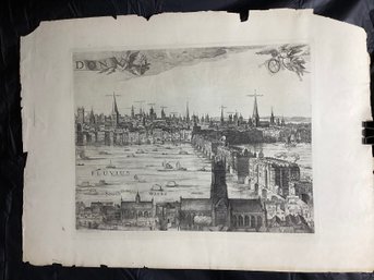 City Of London From Southwark Black & White Etching