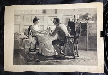 Francis G Jones-black And White Etching Of A Couple