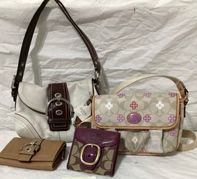 Vintage Coach 2 Wallets And 2 Coach Handbags