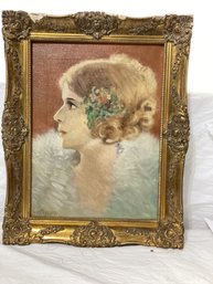 Lovely Woman Oil On Canvas  Signed  - Harry Roseland