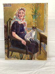 Lovely Woman & Dog  Panting R. Dvorak