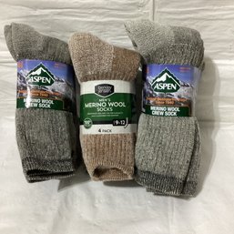 2 Packages Aspen Marino Wool Crew And Berkley Jensen Marino Wool 12 Pair In All