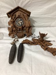 ATQ Schatz Black Forest German Hand Carved Walnut 20' Hunter Cuckoo Clock 8 Day Toledo Antique Mall Toledo Ant