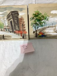 2 Street Scenes Watercolors Signed Andre