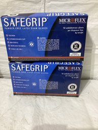 MicroFlex SafeGrip Latex Gloves, XL, 50 Gloves Per Box, 2 BOXES