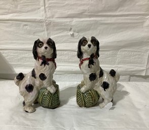 2 Porcelain Dog Bookends In The  Style Of Royal Worcester