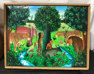 Haitian Landscape With Animals ABy Yves Gaurin O/C