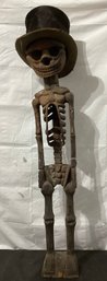 Wood Skeleton From  Papua New Guinea  W/ Top Hat