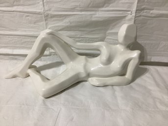 Vintage 1976 White Ceramic Jaru Nude Woman Modernist Sculpture 1976