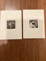 2 Little Fun Prints Signed Illegibly Numbered And Dated