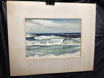 Seascape Watercolor Signed Illegibly