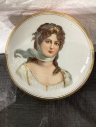 Tanner & Knowles For Limoges Porcelain Victorian Woman Portrait Trinket Box
