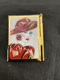 Notepad Compact With  Girl Image & Gemstone Embellishments