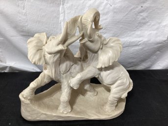 Interlocking Elephant Trunks White Statue