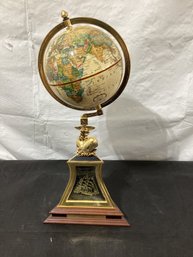 Nautical Heritage Society Navigator's Globe, Whale Stand With Etched Sailing Ship, Franklin Mint