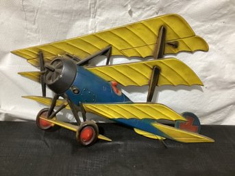 Vintage Sexton Cast USA 1124 Triplane Three Wing Airplane Wall Art WWII