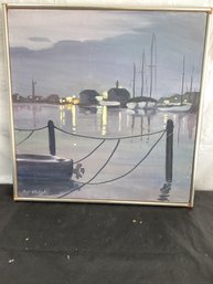 Oil On Canvas Beautiful Boats Signed  Pat Ralph 75