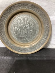 Engraved Copper Persian Or Middle East Plate/tray