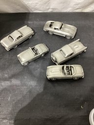 5 Pewter Danbury Mint Cars - See Photos For Names