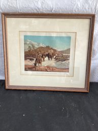 Pack Train Leaving Pueblo Of Taos, New Mexico Print