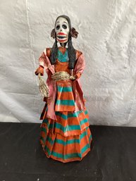 Papier Mache Lady Doll Made In Mexico
